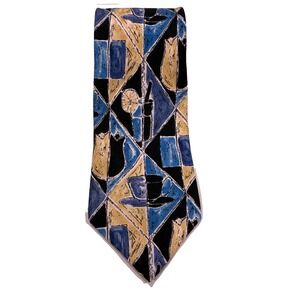 Fumagalli's Uomo Men's Neck Tie Yellow and Blue Necktie 100% Pure Silk 56"